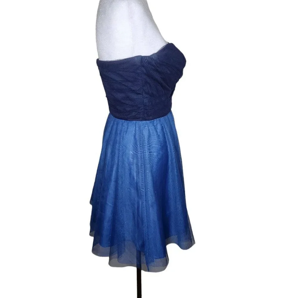 Vintage Y2K Strapless Cocktail Mini Dress Juniors Size 3 Blue Sweetheart